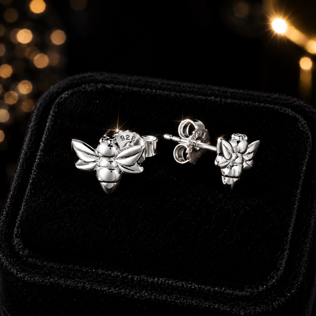 Baby Bee Stud Earrings Sterling Silver 925 Hallmarked British Made Brand New