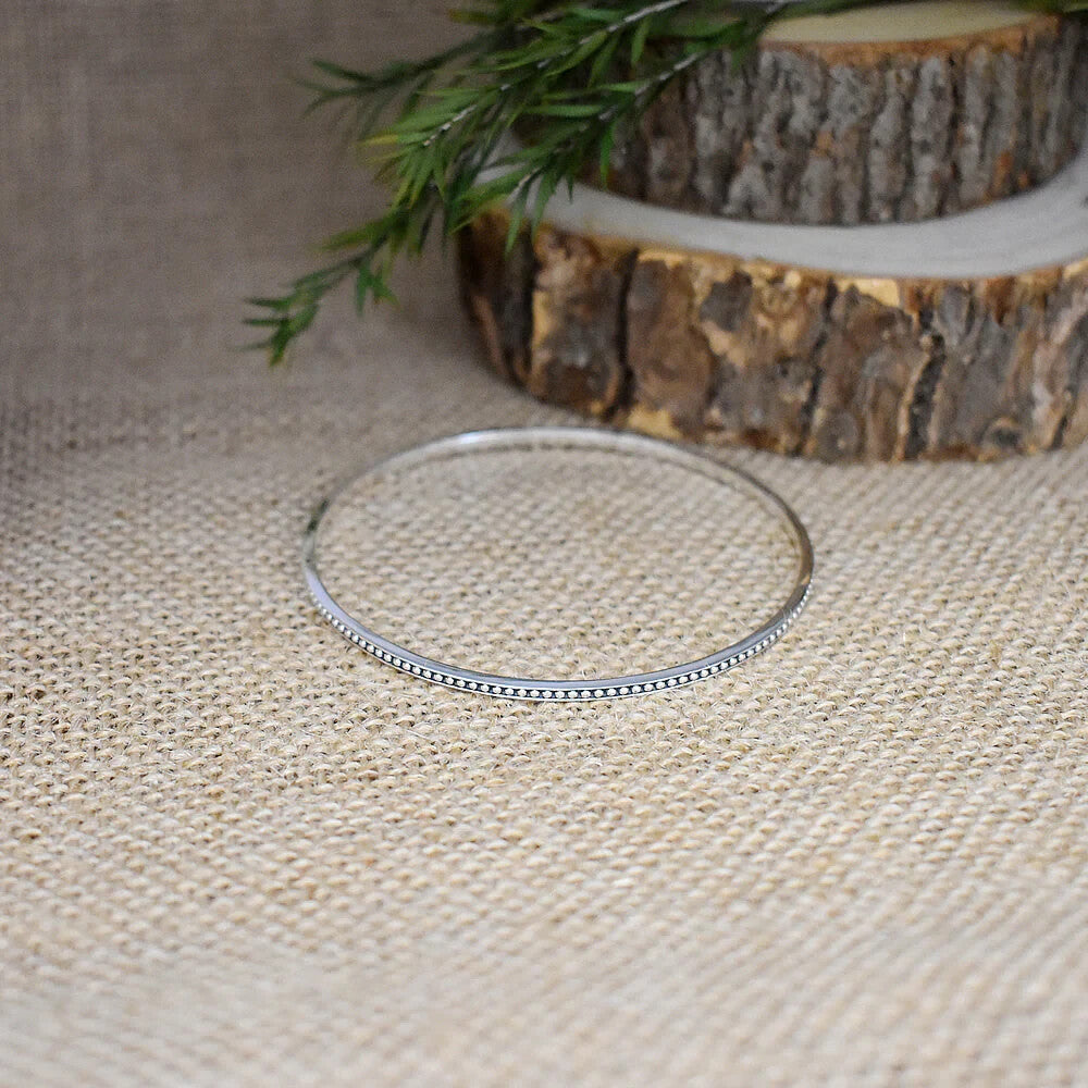 Sterling Silver Ridged Bobble Bangle British Made 925 Hallmarked Brand New Boxed