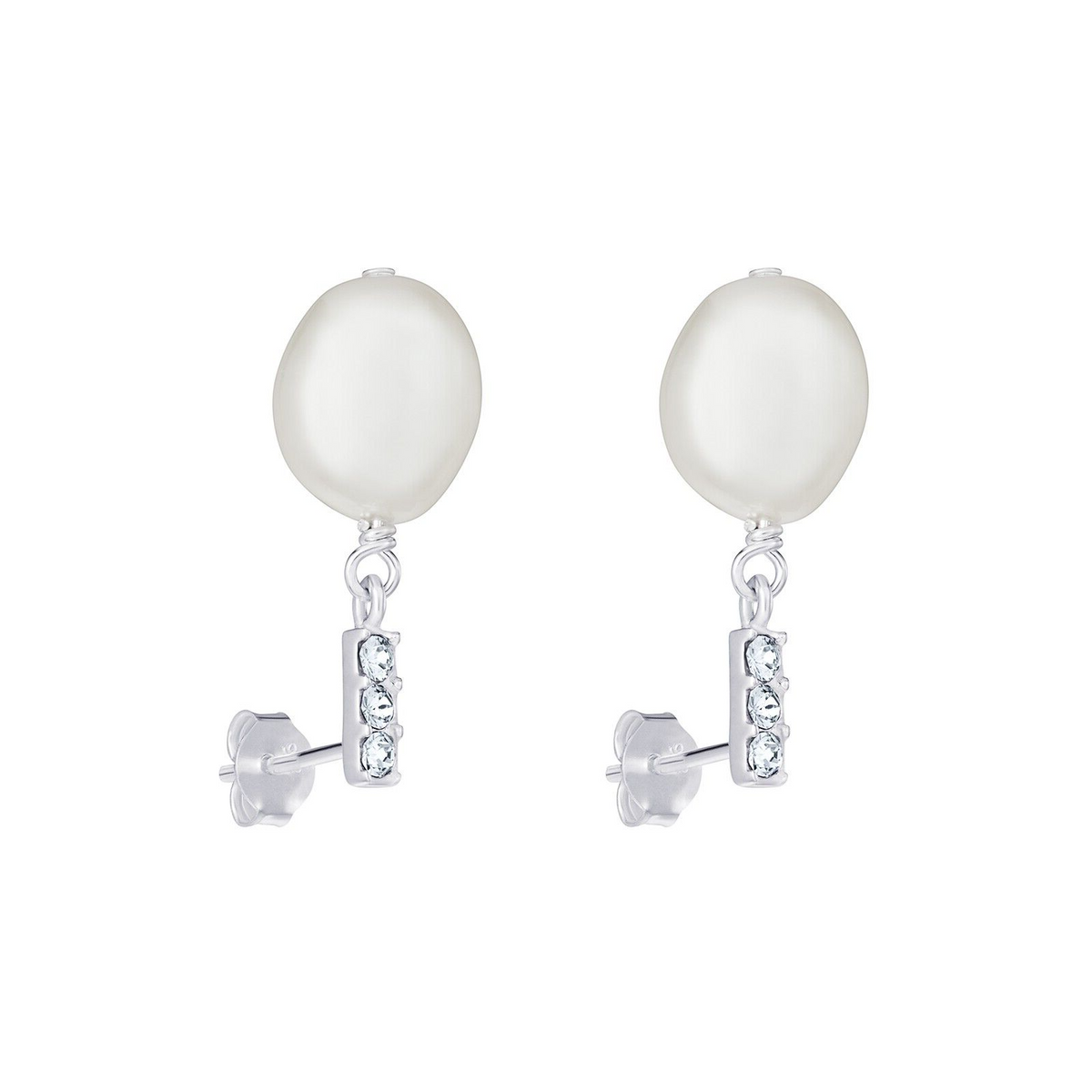 2 Stone Drop Pearl Earrings Sterling Silver 925 Hallmarked Brand New Boxed