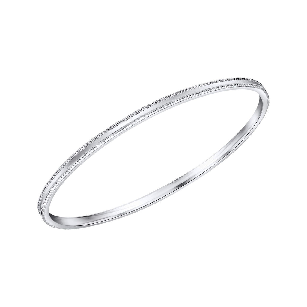 3mm Millegrain Bangle Sterling Silver British Made 925 Hallmark Brand New Boxed