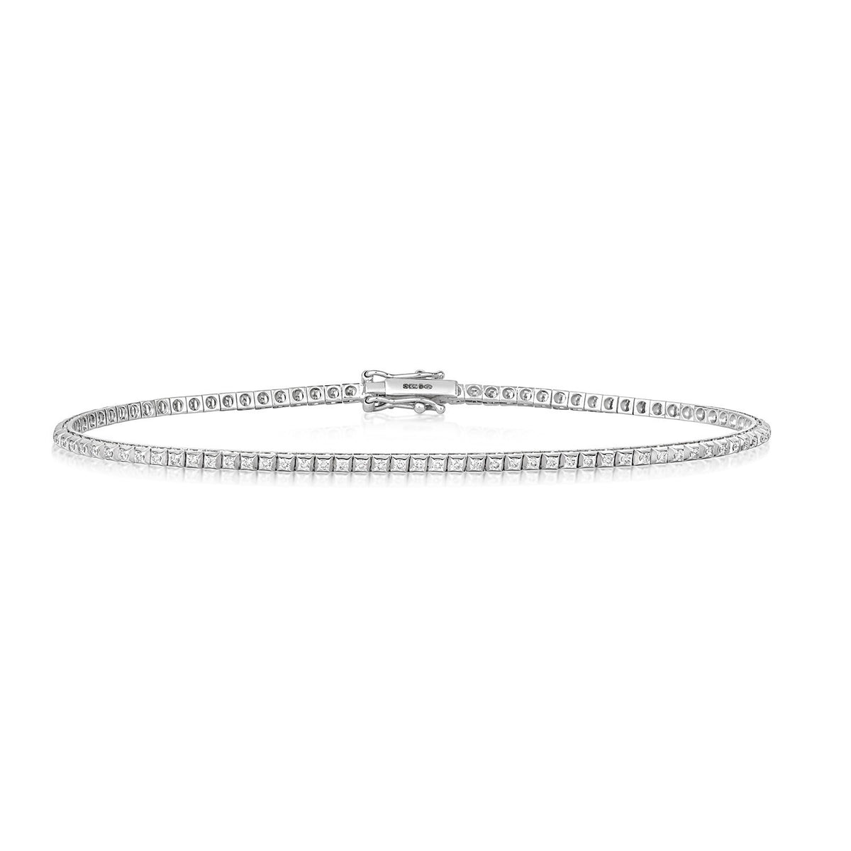 Natural Diamond 18ct White Gold Tennis Bracelet 375 Hallmarked British Made