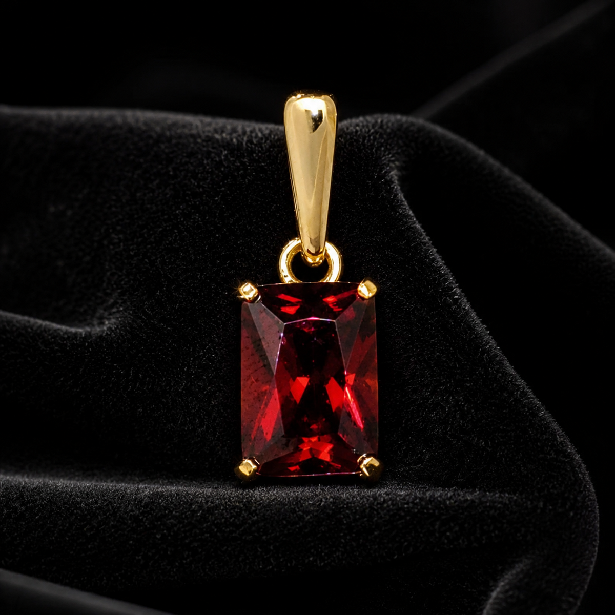 Yellow Gold Garnet Pendant 375 Hallmarked British Made All Chain Lengths