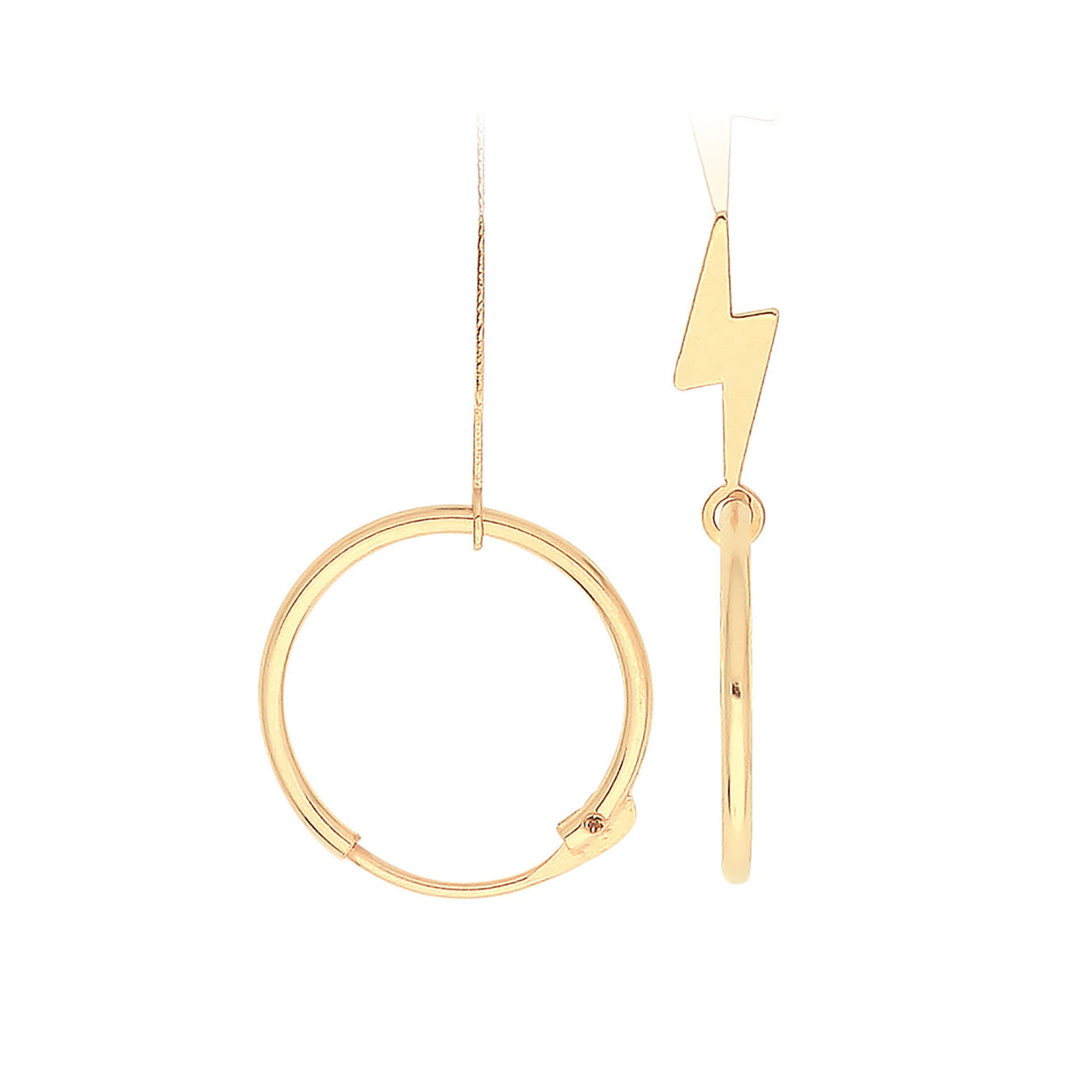Hinged Lightning Sleeper Hoop Earrings 9ct Yellow Gold 375 Hallmarked Brand New