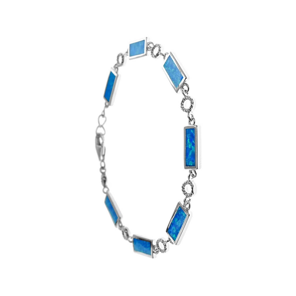 Rectangular Blue Opal Bracelet Sterling Silver 925 Hallmarked Brand New Boxed
