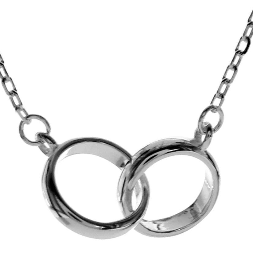 Double Loop Necklace Solid Sterling Silver 925 Hallmarked British Made