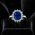 Rectangular Sapphire Ring Sterling Silver 925 Hallmark Sizes I - P British Made