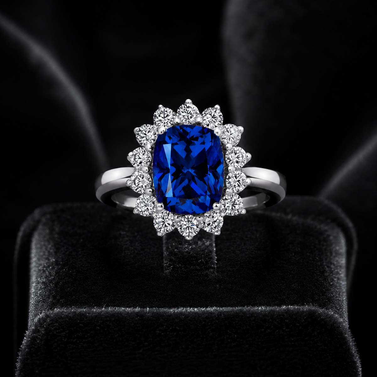 Rectangular Sapphire Ring Sterling Silver 925 Hallmark Sizes I - P British Made