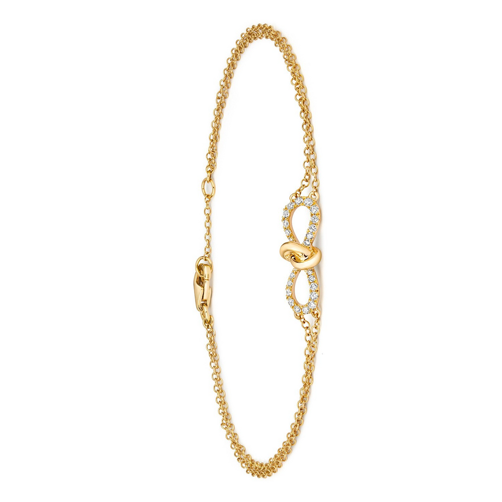 Infinity Natural Diamond 18ct Yellow Gold Bracelet 375 Hallmarked British Made