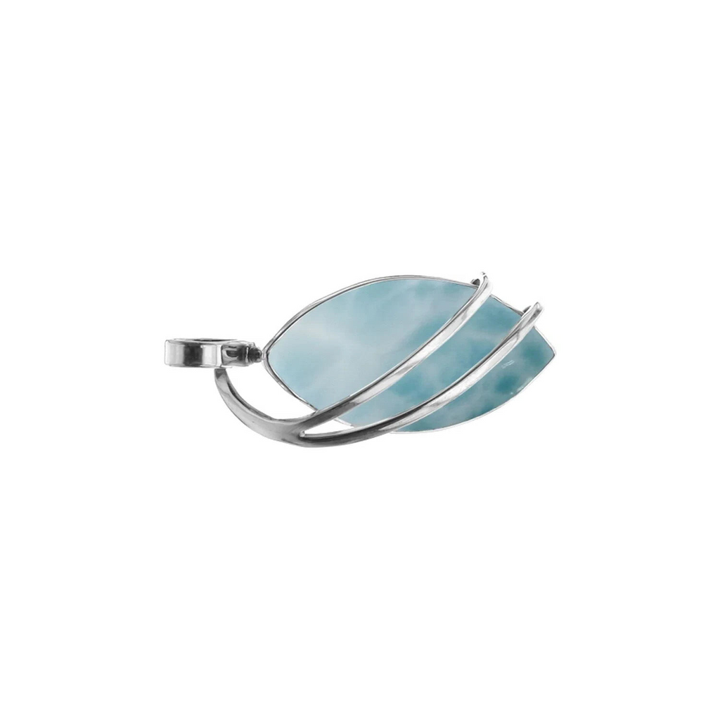 Strand Oval Blue Larimar Pendant Sterling Silver 925 Hallmark All Chain Lengths