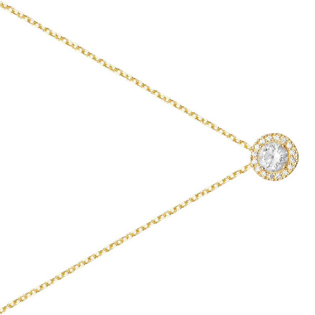 Ladies Round Bezel Set Necklace 9ct Yellow Gold 375 Hallmarked British Made
