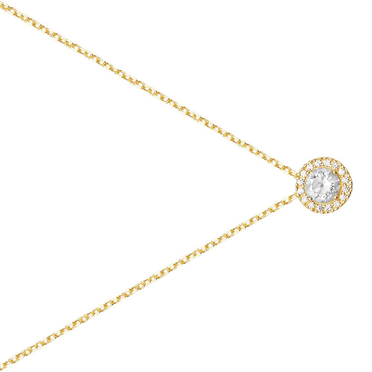 Ladies Round Bezel Set Necklace 9ct Yellow Gold 375 Hallmarked British Made