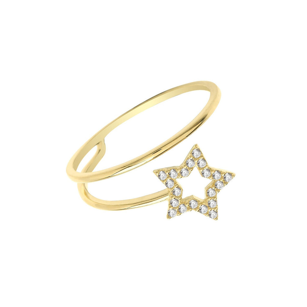 Star Wrap Ring 9ct Yellow Gold Hallmarked Sizes J - S British Made