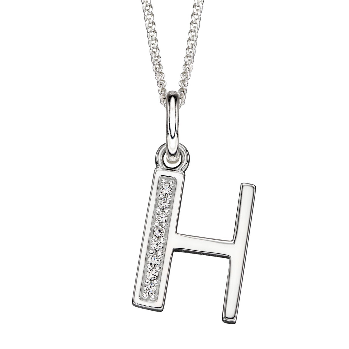 A - Z Necklace Channel Set Sterling Silver British Made 925 Hallmarked Brand New