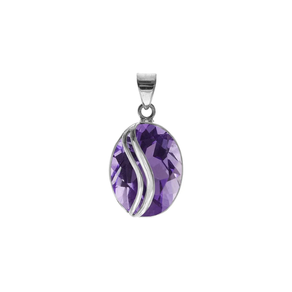 Solitaire Oval Amethyst Pendant Sterling Silver 925 Hallmarked All Chain Lengths