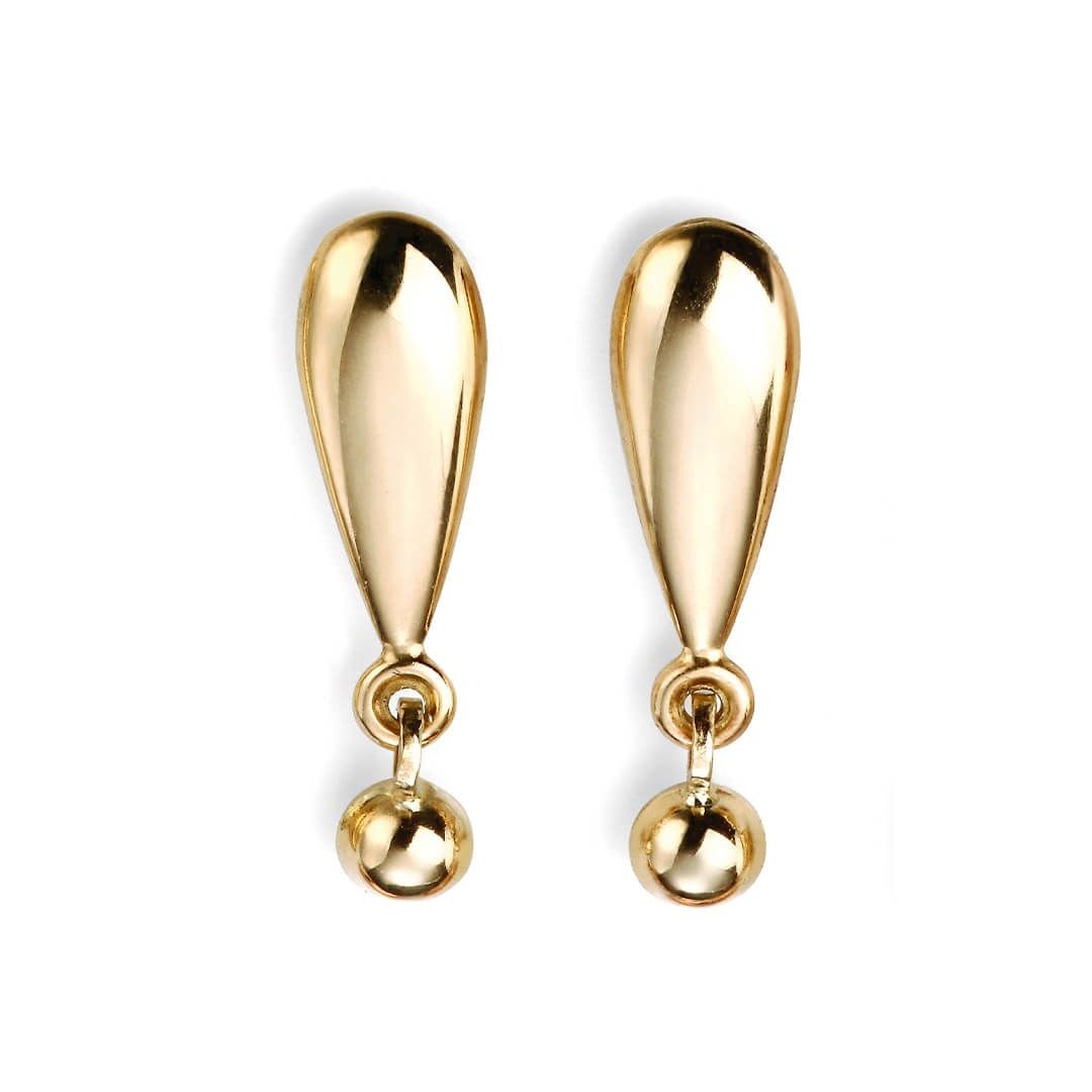 Plain Teardrop Earrings 9ct Yellow Gold 375 Hallmarked British Made Brand New
