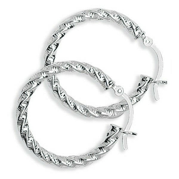Sterling Silver Hoop Earrings 25mm Creole 925 Hallmarked Twist British Made