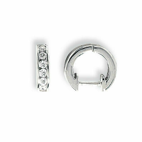 Mens Huggie Hoop Earring Cubic Zirconia Solid Sterling Silver Gents 925 Hallmark