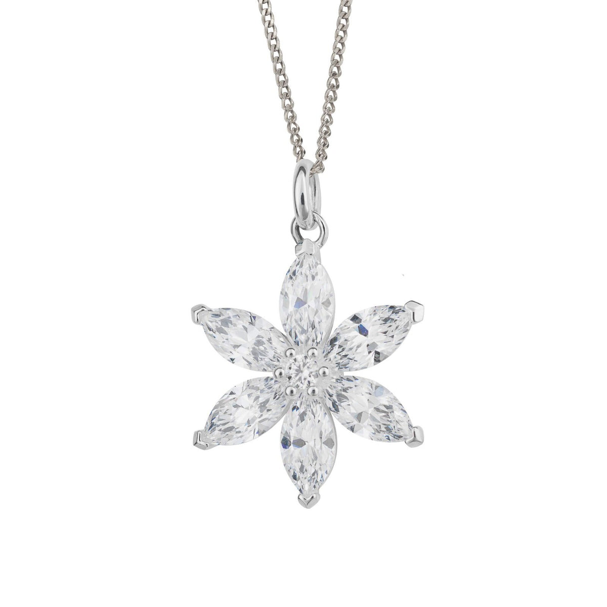 Floral Gemstone Pendant Sterling Silver 925 Hallmarked All Chain Lengths