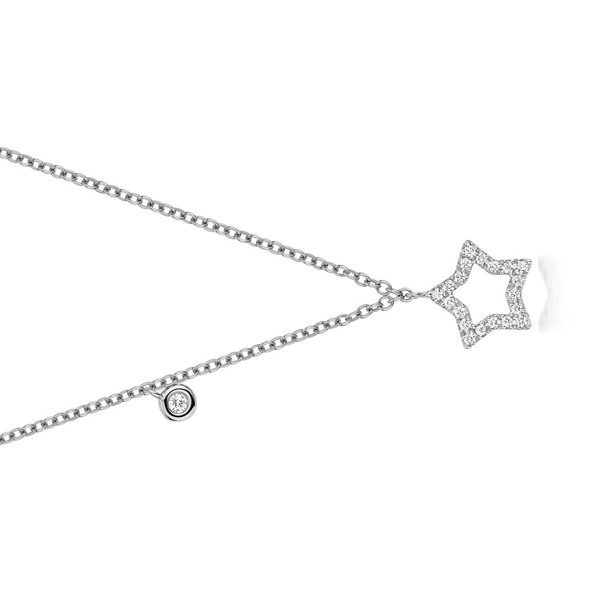 21 Natural Diamond Star Necklace 18ct White Gold Hallmarked British Made