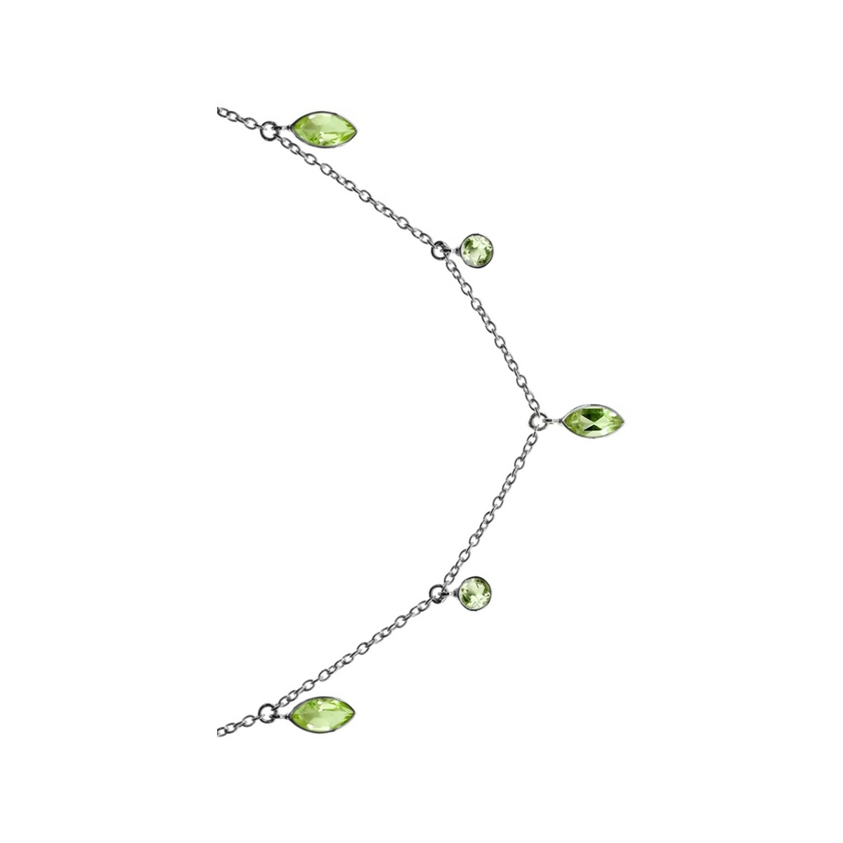 Marquise Peridot Necklace Sterling Silver 925 Hallmarked British Made