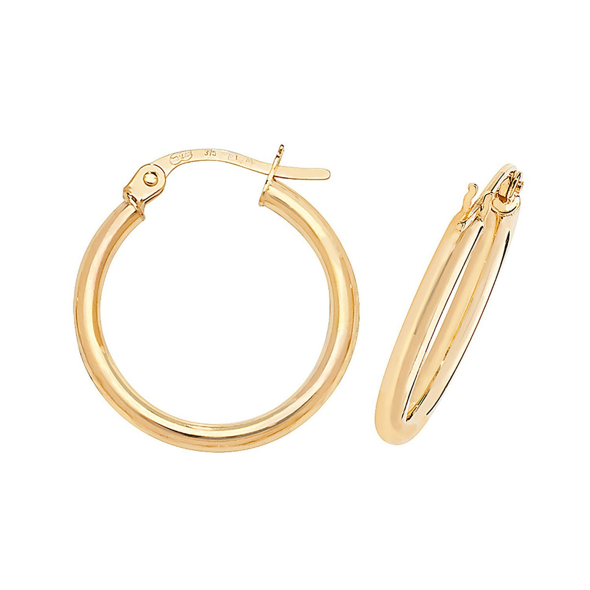 9ct Yellow Gold Hoop Earrings 375 Hallmarked 10mm - 30mm Diameter British Made