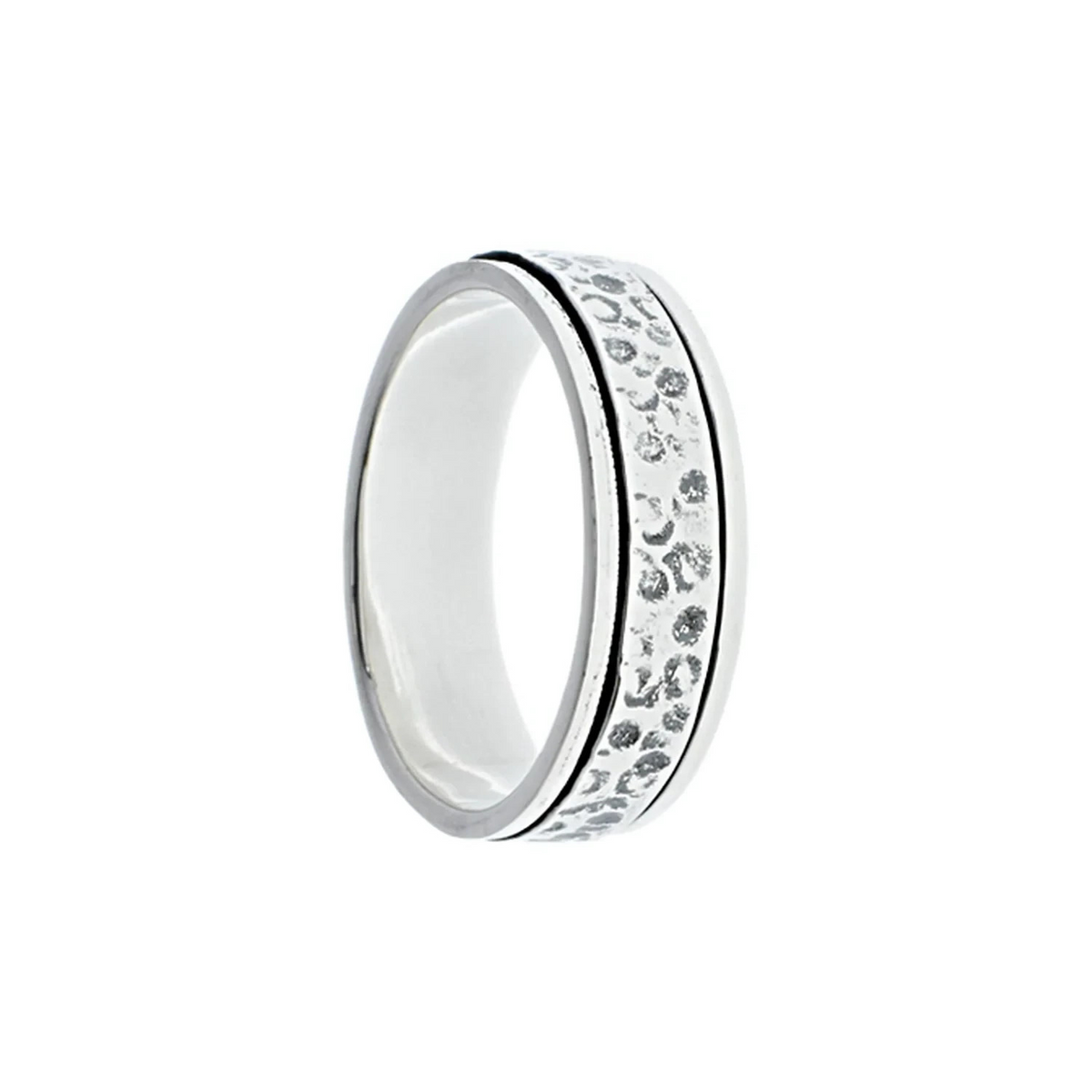 Mens Textured Sterling Silver Spinner Rotating Ring 925 Hallmarked Sizes W - Z