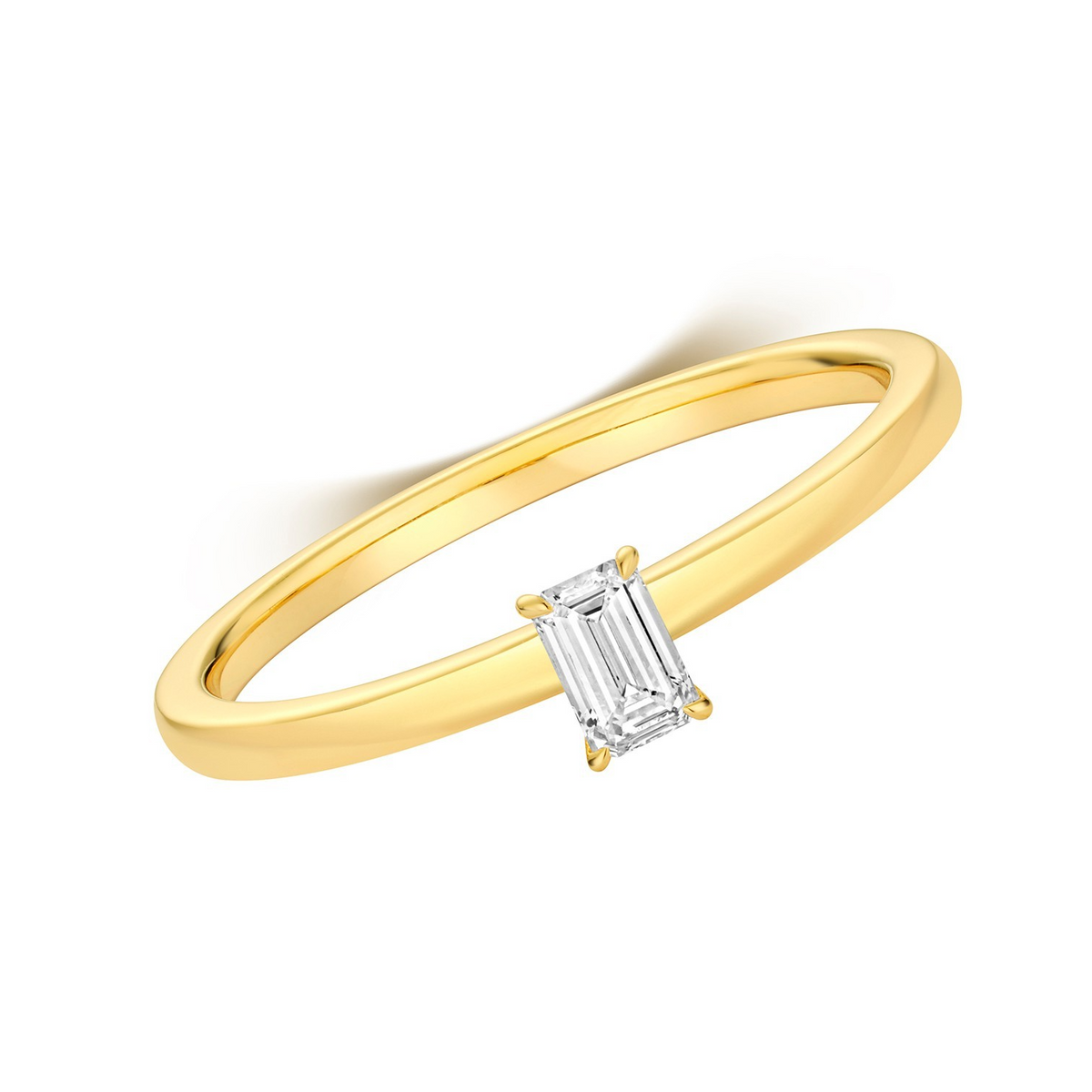 1 Natural Diamond Emerald Cut Ring 18ct Yellow Gold Hallmarked Sizes K - N