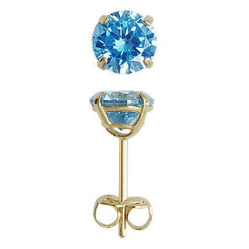 Yellow Gold Blue Topaz Earrings Solitaire Natural Stone 375 9 Carat New Boxed
