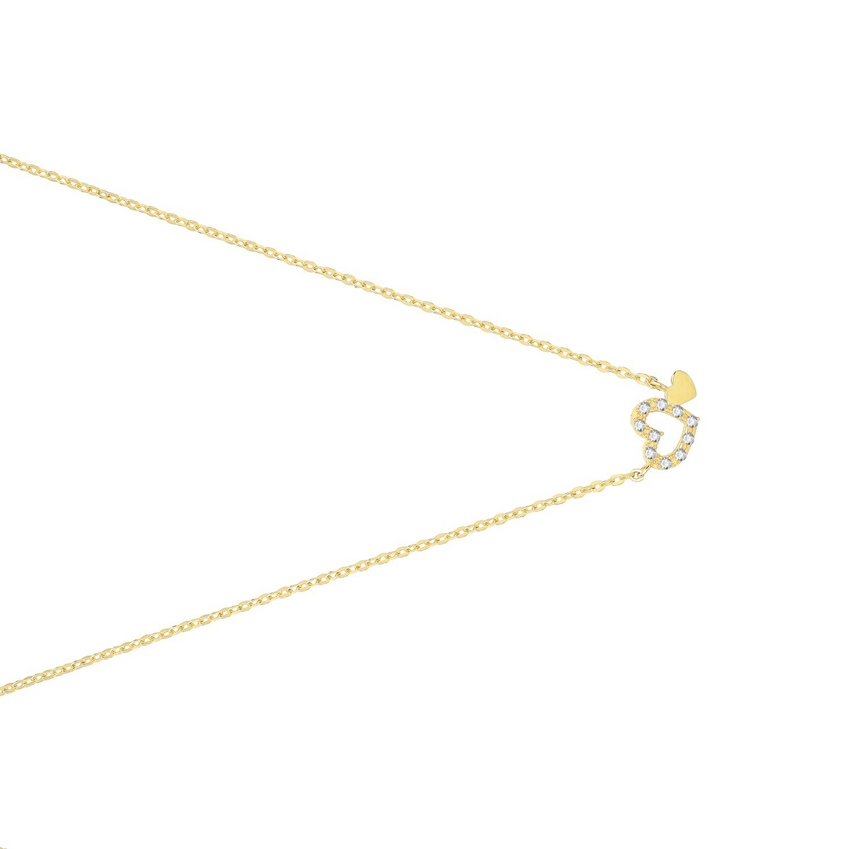 Ladies Double Heart Necklace 9ct Yellow Gold 375 Hallmarked British Made