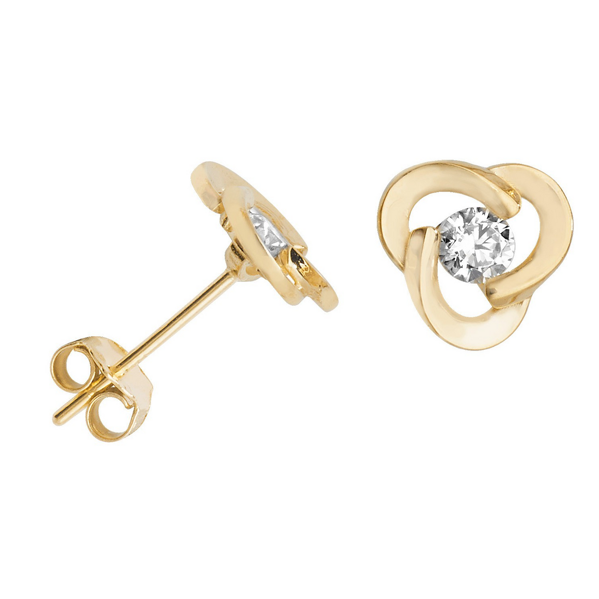 Flush Infinity Stud Earrings 9ct Yellow Gold 375 Hallmarked Brand New Boxed