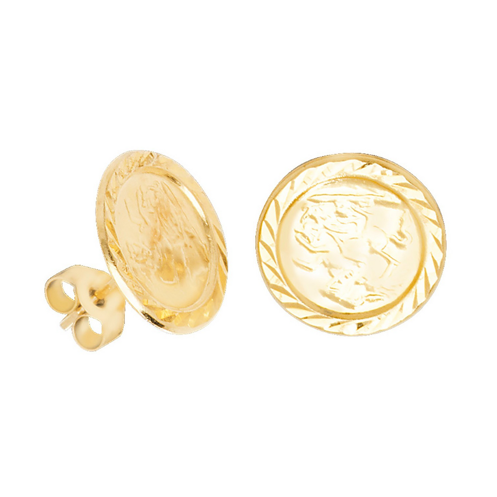 St Christopher Stud Earrings 9ct Yellow Gold 375 Hallmarked Brand New Boxed