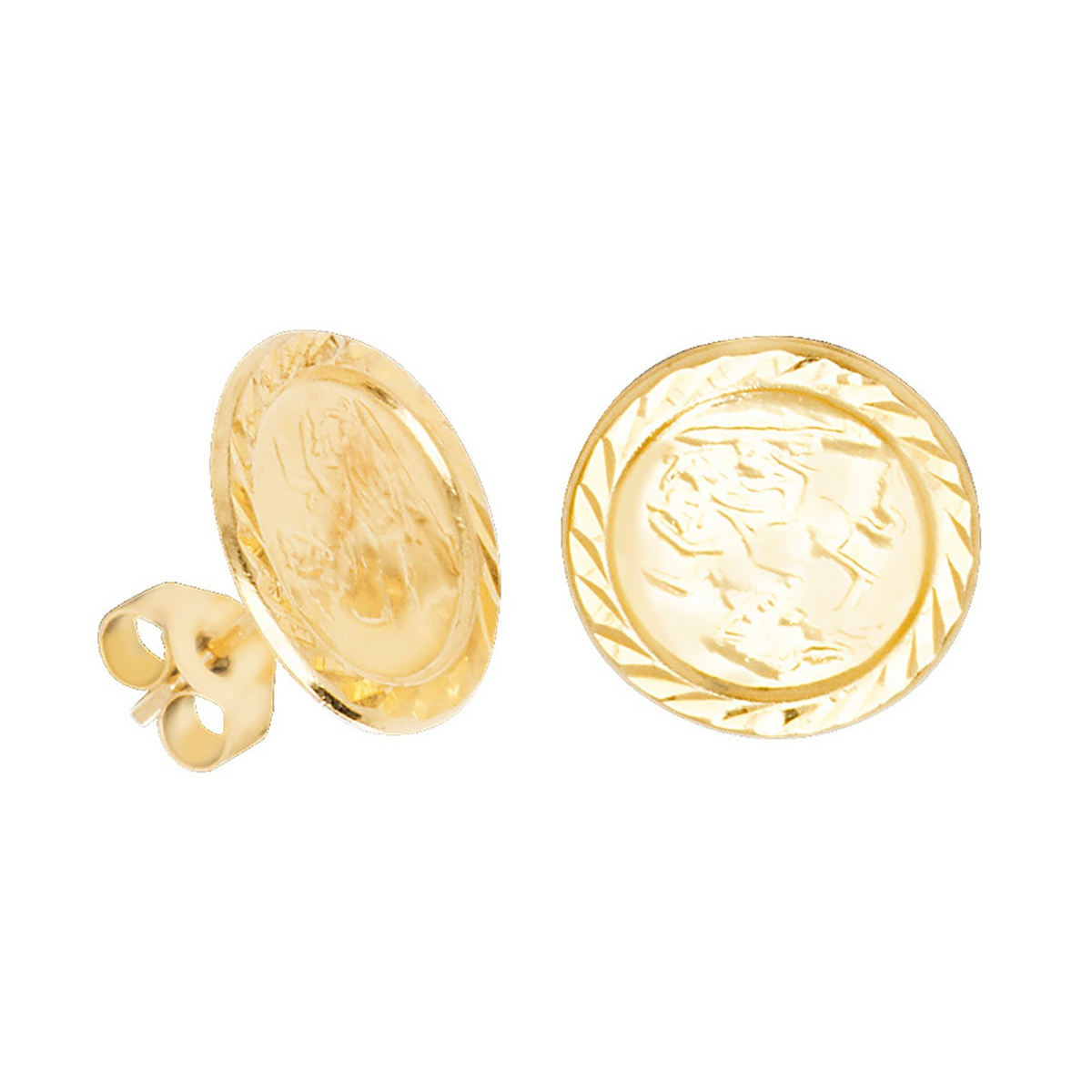 St Christopher Stud Earrings 9ct Yellow Gold 375 Hallmarked Brand New Boxed