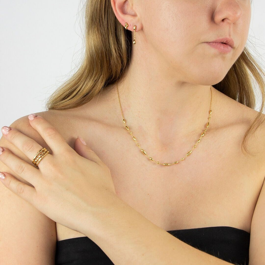 Flower Bud Chain Necklace 9ct Yellow Gold Plated Hallmarked Brand New Boxed