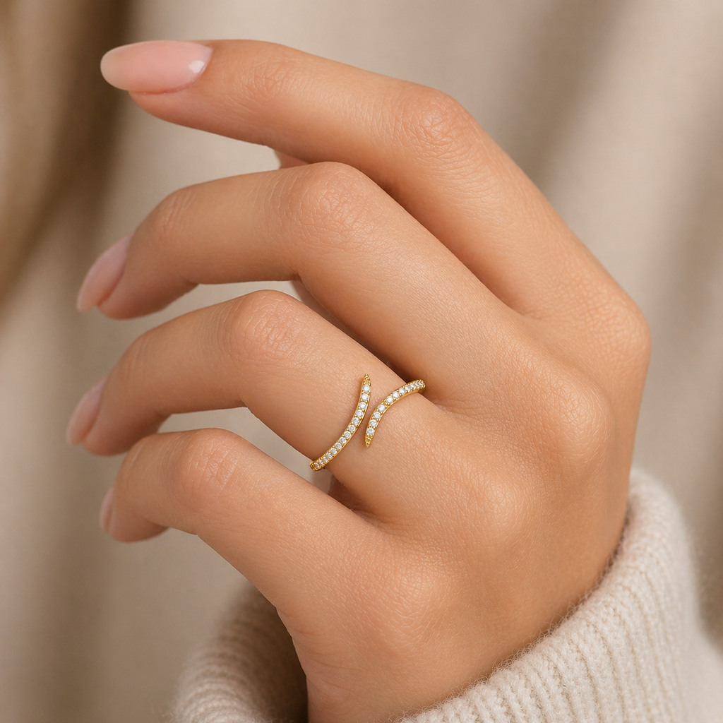 9ct Yelllow Gold 28 Stone Wrap Ring Hallmarked Sizes J - S British Made