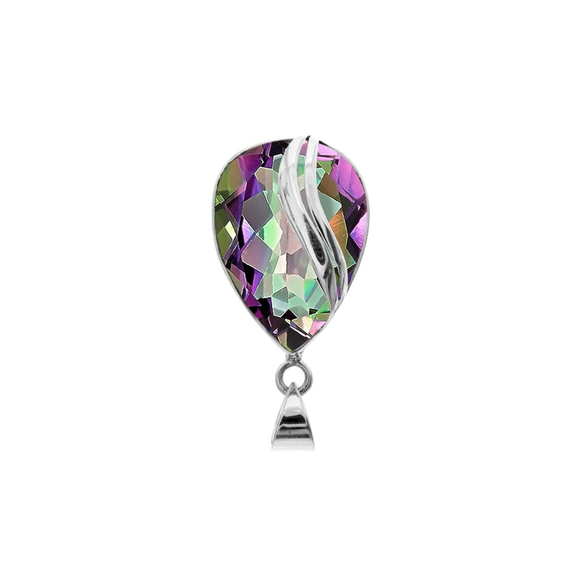 Waved Topaz Teadrop Pendant Sterling Silver 925 Hallmarked All Chain Lengths