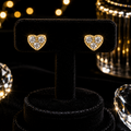 Zircon Heart Stud Earrings 9ct Yellow Gold Plated Hallmarked Brand New Boxed