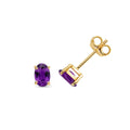 Oval Amethyst Earrings 9ct Yellow Gold 375 Hallmarked New Boxed British Made