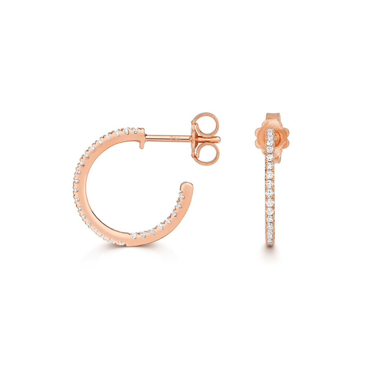 12mm Natural Diamond Hoop Earrings 18ct Rose Gold Hallmarked British Made