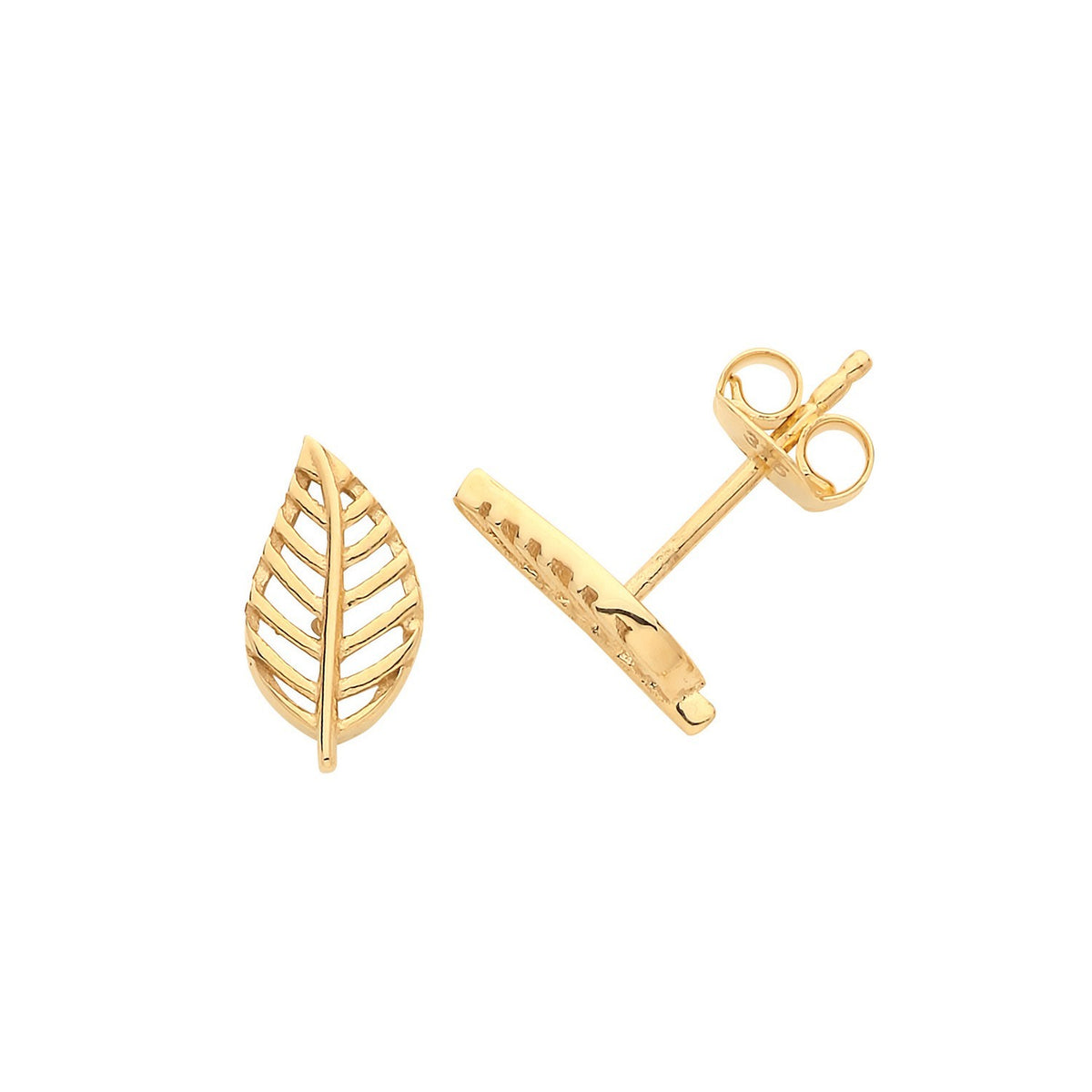 Leaf Stud Earrings 9ct Yellow Gold 375 Hallmarked Brand New Boxed
