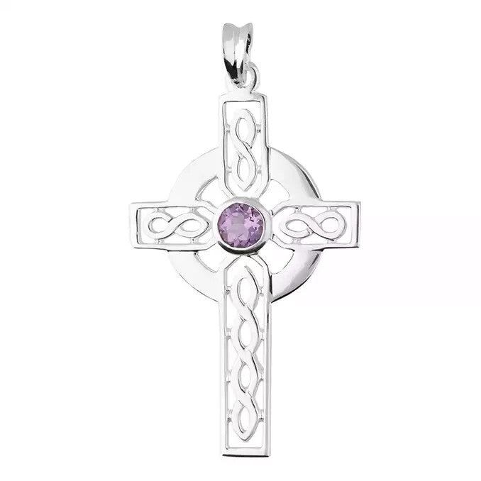 Amethyst Flush Cross Sterling Silver 925 Hallmark British Made All Chain Lengths