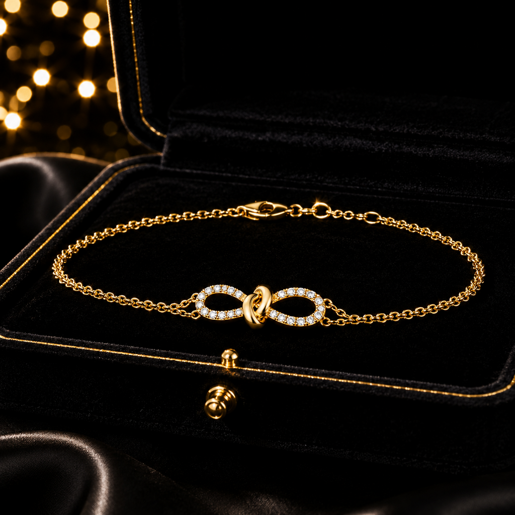 Infinity Natural Diamond 18ct Yellow Gold Bracelet 375 Hallmarked British Made