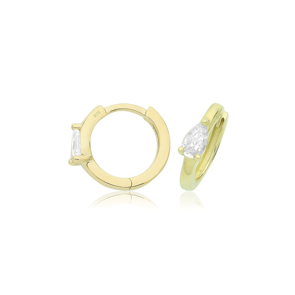 9ct Yellow Gold Pear Hoop Earrings British Made 375 Hallmark Brand New Boxed