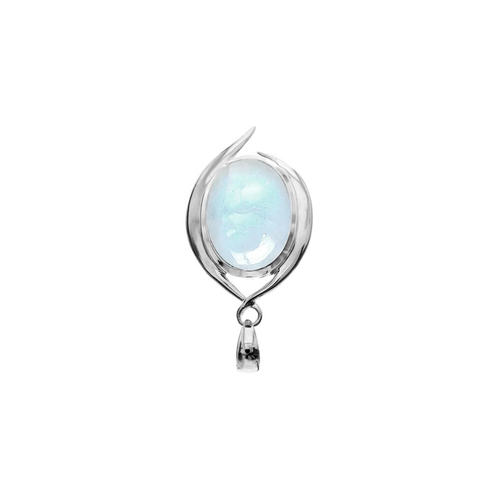 Tailed Oval Moonstone Pendant Sterling Silver 925 Hallmarked All Chain Lengths