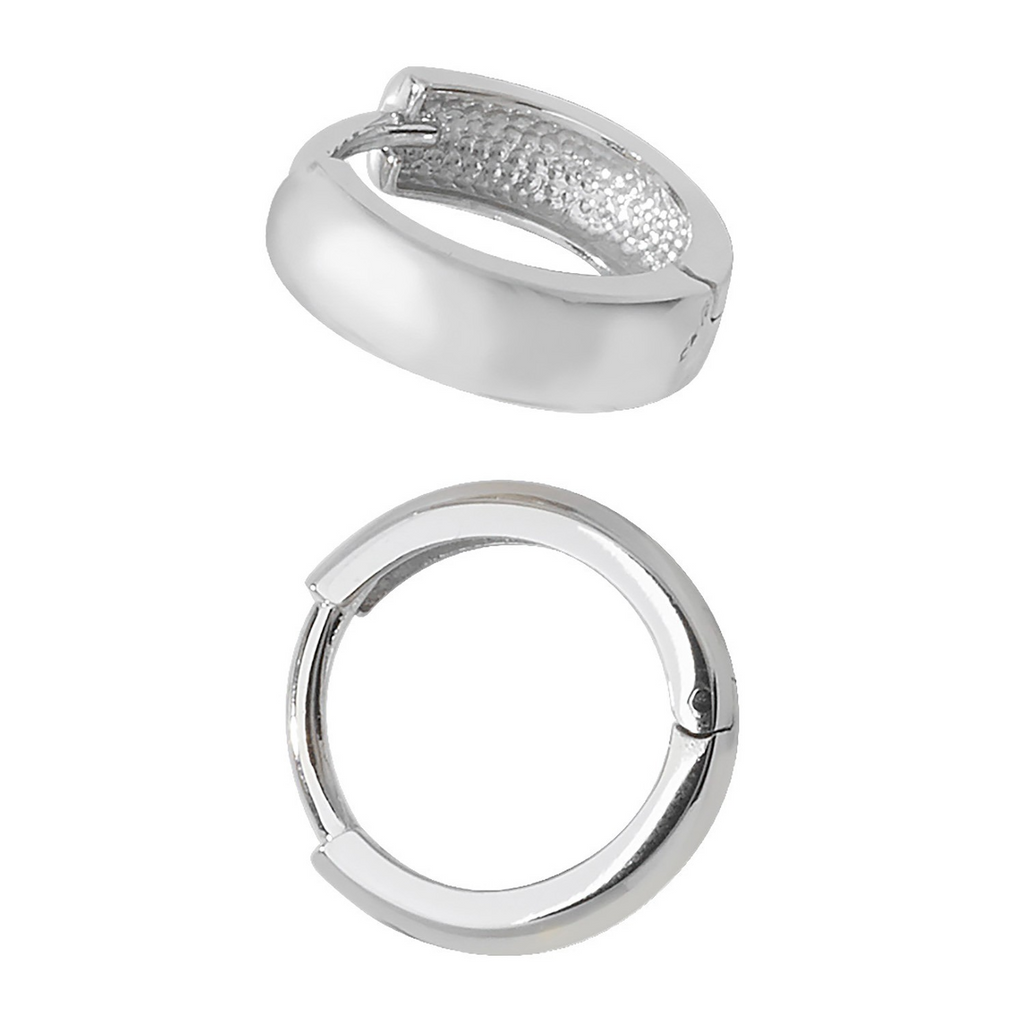 9ct White Gold Plain Hoop Earrings British Made 375 Hallmarked Brand New Boxed