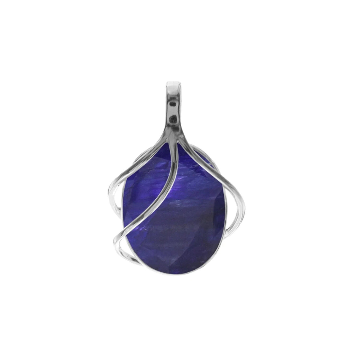 Oval Vined Sapphire Pendant Sterling Silver 925 Hallmarked All Chain Lengths