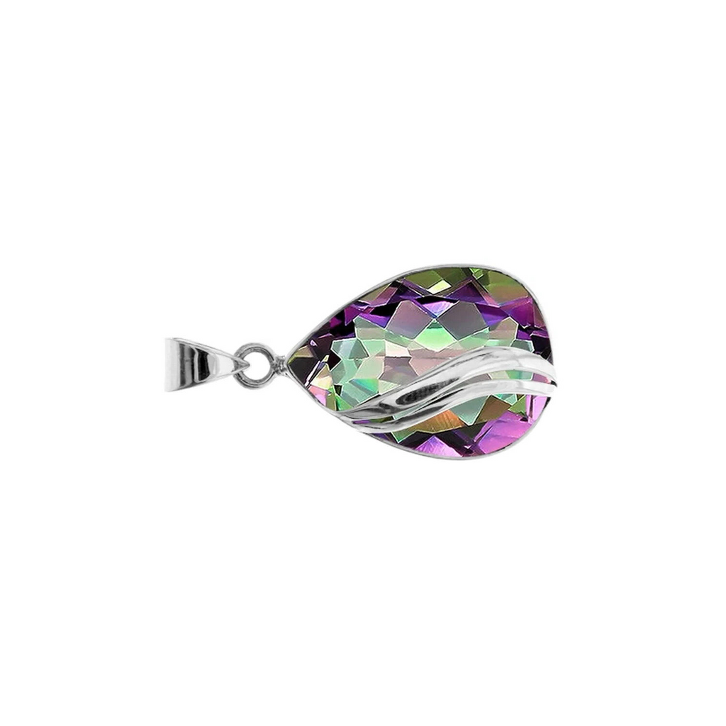 Waved Topaz Teadrop Pendant Sterling Silver 925 Hallmarked All Chain Lengths