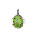 Wave Oval Green Mohave Pendant Sterling Silver 925 Hallmarked All Chain Lengths