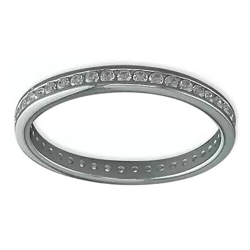 Channel Set Eternity Ring Sterling Silver 925 Hallmarked British Made Size K - S