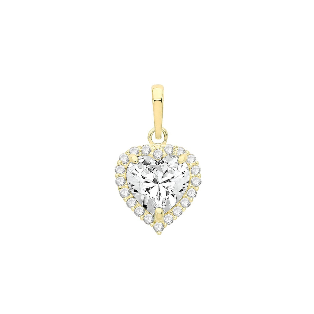Heart Halo 9ct Yellow Gold Pendant 375 Hallmark British Made All Chain Lengths