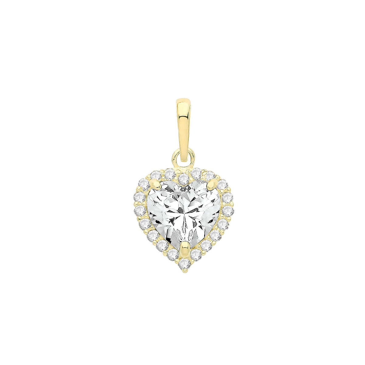 Heart Halo 9ct Yellow Gold Pendant 375 Hallmark British Made All Chain Lengths